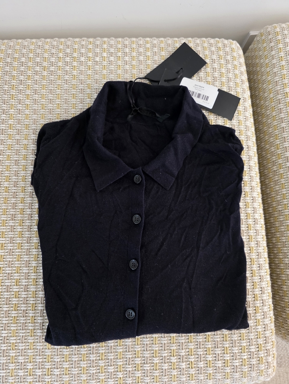 Jenni Kayne Dark Navy Button-Front Lightweight Cashmere  Collared  "Grayson"